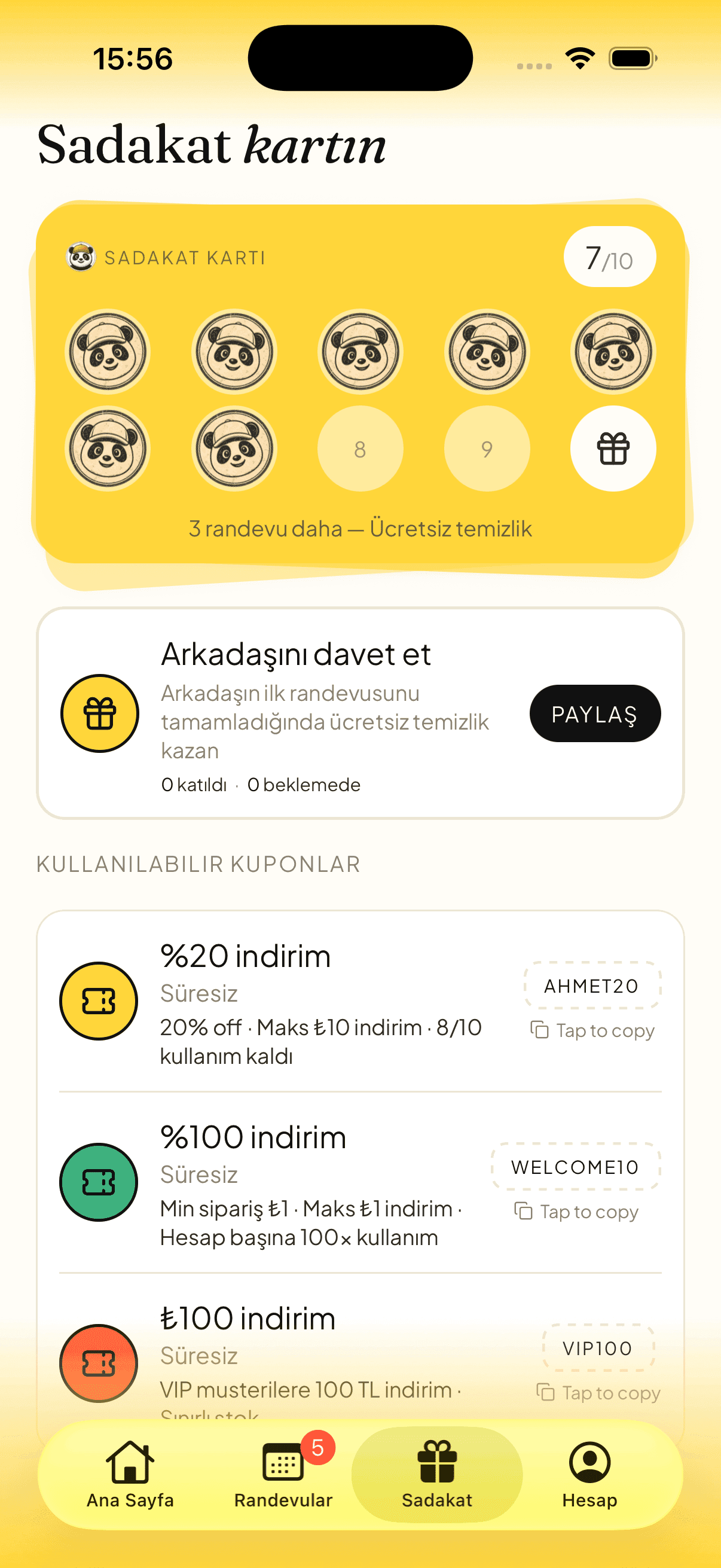 Hizmoo uygulamasında ev hizmeti rezervasyonu ekranı